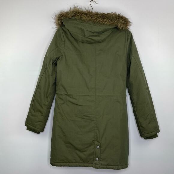 Vans army green puffer coat faux fur hoodie parka jacket women's size XS - Picture 11 of 16